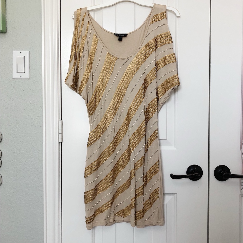 Bebe Gold Sequenced Dress